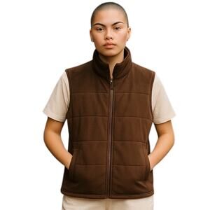 Columbia Women’s Chocolate Brown Zip Up Outdoor Layer Fuzzy Fleece Vest Size S